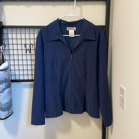 NWOT | BRIGGS dark blue‎ zip jacket blazer — size 14 - Picture 1 of 6